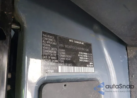 2019 Mercedes-Benz Sprinter 2500 High Roof V6 from USA, damaged, VIN WD4PF0CD4KP091124